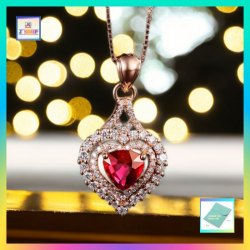 高貴優雅鋯石紅水晶心形玫瑰金吊咀連玫瑰金頸鏈 *頸鏈可自由更換*《附送精美*紐扣絨布袋*一個 ※ 送完即止 ※》(型號：JS-N-172)【長期優惠 9折※一次過購買兩件 85折, 一次過購買三件或以上一律8折※ 包順豐運費】