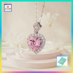 優雅閃亮心形粉色水晶吊咀連頸鏈 *頸鏈可自由更換*《附送精美*紐扣絨布袋*一個 ※ 送完即止 ※》(型號：JS-N-173)【長期優惠 9折※一次過購買兩件 85折, 一次過購買三件或以上一律8折※ 包順豐運費】