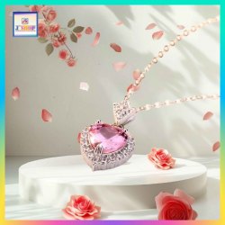 優雅閃亮心形粉色水晶吊咀連頸鏈 *頸鏈可自由更換*《附送精美*紐扣絨布袋*一個 ※ 送完即止 ※》(型號：JS-N-173)【長期優惠 9折※一次過購買兩件 85折, 一次過購買三件或以上一律8折※ 包順豐運費】