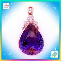 高貴耀眼紫水晶玫瑰金紫水晶吊咀連玫瑰金頸鏈 *頸鏈可自由更換*《附送精美*紐扣絨布袋*一個 ※ 送完即止 ※》(型號：JS-N-174)【長期優惠 9折※一次過購買兩件 85折, 一次過購買三件或以上一律8折※ 包順豐運費】