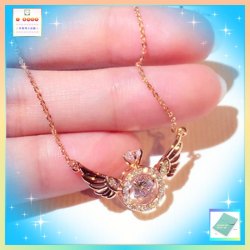 精緻獨特天使之翼鋯石玫瑰金頸鏈《附送精美*紐扣絨布袋*一個 ※ 送完即止 ※》(型號：JS-N-182)【長期優惠 9折※一次過購買兩件 85折, 一次過購買三件或以上一律8折※ 包順豐運費】