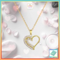 簡約精緻愛心鋯石吊咀連頸鏈 *頸鏈可自由更換*《附送精美*紐扣絨布袋*一個 ※ 送完即止 ※》(型號：JS-N-185)【長期優惠 9折※一次過購買兩件 85折, 一次過購買三件或以上一律8折※ 包順豐運費】