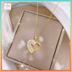 簡約精緻愛心鋯石吊咀連頸鏈 *頸鏈可自由更換*《附送精美*紐扣絨布袋*一個 ※ 送完即止 ※》(型號：JS-N-185)【長期優惠 9折※一次過購買兩件 85折, 一次過購買三件或以上一律8折※ 包順豐運費】