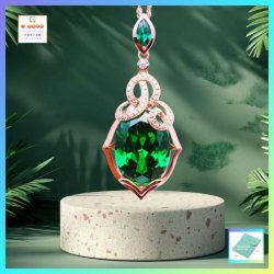 高貴優雅綠水晶玫瑰金吊咀連玫瑰金頸鏈 *頸鏈可自由更換*《附送精美*紐扣絨布袋*一個 ※ 送完即止 ※》(型號：JS-N-186)【長期優惠 9折※一次過購買兩件 85折, 一次過購買三件或以上一律8折※ 包順豐運費】