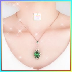 高貴優雅綠水晶玫瑰金吊咀連玫瑰金頸鏈 *頸鏈可自由更換*《附送精美*紐扣絨布袋*一個 ※ 送完即止 ※》(型號：JS-N-186)【長期優惠 9折※一次過購買兩件 85折, 一次過購買三件或以上一律8折※ 包順豐運費】