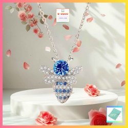 晶瑩可愛小蜜蜂藍色鋯石吊咀連頸鏈 *頸鏈可自由更換*《附送精美*紐扣絨布袋*一個 ※ 送完即止 ※》(型號：JS-N-188)【長期優惠 9折※一次過購買兩件 85折, 一次過購買三件或以上一律8折※ 包順豐運費】