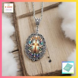 復古設計繪彩和平鴿十字架吊咀連頸鏈 *頸鏈可自由更換*《附送精美*紐扣絨布袋*一個 ※ 送完即止 ※》(型號：JS-CRN-30)【長期優惠 9折※一次過購買兩件 85折, 一次過購買三件或以上一律8折※ 包順豐運費】