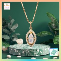 閃亮耀眼馬眼形白色水晶吊咀連頸鏈 *頸鏈可自由更換*《附送精美*紐扣絨布袋*一個 ※ 送完即止 ※》(型號：JS-N-192)【長期優惠 9折※一次過購買兩件 85折, 一次過購買三件或以上一律8折※ 包順豐運費】