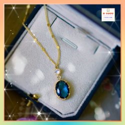 復古氣派氣質優雅藍色水晶頸鏈《附送精美*紐扣絨布袋*一個 ※ 送完即止 ※》(型號：JS-N-194)【長期優惠 9折※一次過購買兩件 85折, 一次過購買三件或以上一律8折※ 包順豐運費】