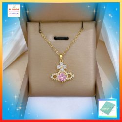 款式特別閃亮耀眼粉色水晶吊咀連頸鏈 *頸鏈可自由更換*《附送精美*紐扣絨布袋*一個 ※ 送完即止 ※》(型號：JS-N-196)【長期優惠 9折※一次過購買兩件 85折, 一次過購買三件或以上一律8折※ 包順豐運費】