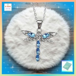 設計精緻可愛小蜻蜓鋯石吊咀連頸鏈 *頸鏈可自由更換*《附送精美*紐扣絨布袋*一個 ※ 送完即止 ※》(型號：JS-N-199)【長期優惠 9折※一次過購買兩件 85折, 一次過購買三件或以上一律8折※ 包順豐運費】