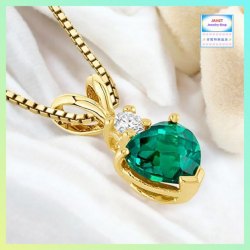 精緻優雅皇冠心形綠水晶吊咀連頸鏈 *頸鏈可自由更換*《附送精美*紐扣絨布袋*一個 ※ 送完即止 ※》(型號：JS-N-211)【長期優惠 9折※一次過購買兩件 85折, 一次過購買三件或以上一律8折※包順豐運費】