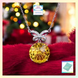 高貴亮眼蝴蝶結煙花切割黃水晶頸鏈《附送精美*紐扣絨布袋*一個 ※ 送完即止 ※》(型號：JS-N-213)【長期優惠 9折※一次過購買兩件 85折, 一次過購買三件或以上一律8折※包順豐運費】