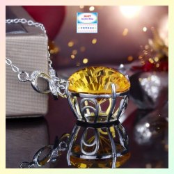 高貴亮眼蝴蝶結煙花切割黃水晶頸鏈《附送精美*紐扣絨布袋*一個 ※ 送完即止 ※》(型號：JS-N-213)【長期優惠 9折※一次過購買兩件 85折, 一次過購買三件或以上一律8折※包順豐運費】