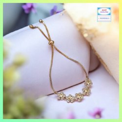 閃亮耀眼鋯石花瓣拉繩式手鏈《附送精美*紐扣絨布袋*一個》(型號：JS-B-20)【 長期優惠 9折※一次過購買兩件 85折, 一次過購買三件或以上一律8折※ 《包順豐運費》】