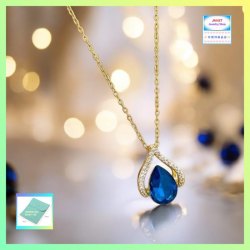 優雅精緻閃亮耀眼藍水晶吊咀連頸鏈 *頸鏈可自由更換*《附送精美*紐扣絨布袋*一個 ※ 送完即止 ※》(型號：JS-N-218)【長期優惠 9折※一次過購買兩件 85折, 一次過購買三件或以上一律8折※包順豐運費】
