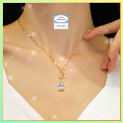 優雅閃亮蝴蝶水滴形白水晶吊咀連頸鏈 *頸鏈可自由更換*《附送精美*紐扣絨布袋*一個 ※ 送完即止 ※》(型號：JS-N-219)【長期優惠 9折※一次過購買兩件 85折, 一次過購買三件或以上一律8折※包順豐運費】