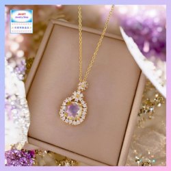 高雅閃耀方形幻彩白水晶吊咀連頸鏈 *頸鏈可自由更換*《附送精美*紐扣絨布袋*一個 ※ 送完即止 ※》(型號：JS-N-220)【長期優惠 9折※一次過購買兩件 85折, 一次過購買三件或以上一律8折※包順豐運費】