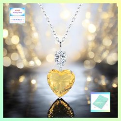 閃亮耀眼心形黃水晶吊咀連頸鏈 *頸鏈可自由更換*《附送精美*紐扣絨布袋*一個 ※ 送完即止 ※》(型號：JS-N-222)【長期優惠 9折※一次過購買兩件 85折, 一次過購買三件或以上一律8折※包順豐運費】