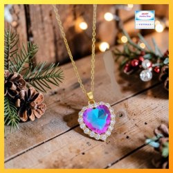 亮麗耀眼晶瑩剔透心形炫彩水晶吊咀連頸鏈 *頸鏈可自由更換*《附送精美*紐扣絨布袋*一個 ※ 送完即止 ※》(型號：JS-N-223)【長期優惠 9折※一次過購買兩件 85折, 一次過購買三件或以上一律8折※包順豐運費】