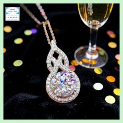 光芒耀眼葫蘆形鋯石頸鏈 *頸鏈可自由更換*《附送精美*紐扣絨布袋*一個 ※ 送完即止 ※》(型號：JS-N-225)【長期優惠 9折※一次過購買兩件 85折, 一次過購買三件或以上一律8折※包順豐運費】