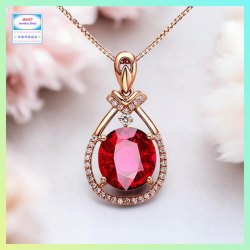 高貴優雅紅水晶玫瑰金吊咀連玫瑰金頸鏈 *頸鏈可自由更換*《附送精美*紐扣絨布袋*一個 ※ 送完即止 ※》(型號：JS-N-227)【長期優惠 9折※一次過購買兩件 85折, 一次過購買三件或以上一律8折※包順豐運費】