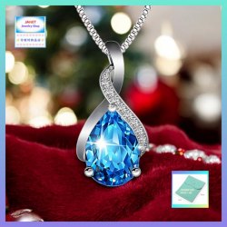 簡約明亮藍水晶吊咀連頸鏈 *頸鏈可自由更換*《附送精美*紐扣絨布袋*一個 ※ 送完即止 ※》(型號：JS-N-228)【長期優惠 9折※一次過購買兩件 85折, 一次過購買三件或以上一律8折※包順豐運費】