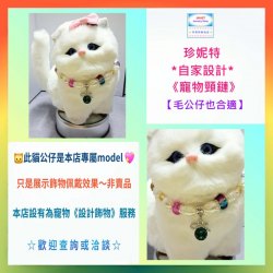 【自家設計 ~ 寵物頸鏈 *毛公仔也合適*】可愛貓貓大孔珠水晶吊墜*寵物*頸鏈 (型號：JS-HPN-02)【 ※以優惠價出售, 不再設任何折扣※ 《只包順豐運費》】