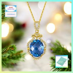 貴氣優雅歐陸氣派藍水晶頸鏈 *頸鏈可自由更換*《附送精美*紐扣絨布袋*一個 ※ 送完即止 ※》(型號：JS-N-230)【長期優惠 9折※一次過購買兩件 85折, 一次過購買三件或以上一律8折※包順豐運費】