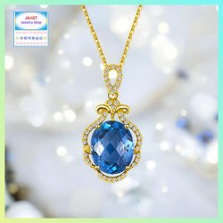 貴氣優雅歐陸氣派藍水晶頸鏈 *頸鏈可自由更換*《附送精美*紐扣絨布袋*一個 ※ 送完即止 ※》(型號：JS-N-230)【長期優惠 9折※一次過購買兩件 85折, 一次過購買三件或以上一律8折※包順豐運費】