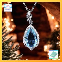 典雅氣派高貴耀眼水滴形海藍色水晶吊咀連頸鏈 *頸鏈可自由更換*《附送精美*紐扣絨布袋*一個 ※ 送完即止 ※》(型號：JS-N-233)【長期優惠 9折※一次過購買兩件 85折, 一次過購買三件或以上一律8折※包順豐運費】