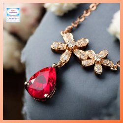 高貴精緻小巧五葉花瓣水晶玫瑰金吊咀頸鏈 《附送精美*紐扣絨布袋*一個 ※ 送完即止 ※》(型號：JS-N-234)【長期優惠 9折※一次過購買兩件 85折, 一次過購買三件或以上一律8折※包順豐運費】