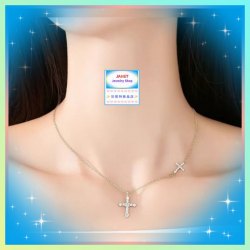 小巧精緻清新簡約鋯石十字架頸鏈《附送精美*紐扣絨布袋*一個 ※ 送完即止 ※》(型號：JS-CRN-34)【長期優惠 9折※一次過購買兩件 85折, 一次過購買三件或以上一律8折※ 包順豐運費】