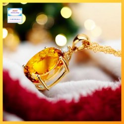 晶瑩剔透高貴耀眼黃水晶吊咀連頸鏈【實物顏色屬*淡黃色* 更顯晶瑩剔透】《附送精美*紐扣絨布袋*一個 ※ 送完即止 ※》(型號：JS-N-236)【長期優惠 9折※一次過購買兩件 85折, 一次過購買三件或以上一律8折※包順豐運費】