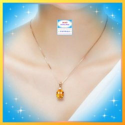 晶瑩剔透高貴耀眼黃水晶吊咀連頸鏈【實物顏色屬*淡黃色* 更顯晶瑩剔透】《附送精美*紐扣絨布袋*一個 ※ 送完即止 ※》(型號：JS-N-236)【長期優惠 9折※一次過購買兩件 85折, 一次過購買三件或以上一律8折※包順豐運費】