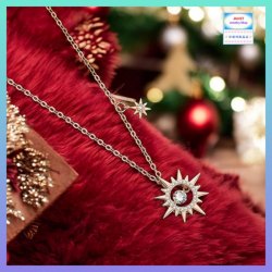 閃爍靈動精緻小巧太陽花鋯石頸鏈《附送精美*紐扣絨布袋*一個 ※ 送完即止 ※》(型號：JS-N-237)【長期優惠 9折※一次過購買兩件 85折, 一次過購買三件或以上一律8折※包順豐運費】