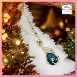 優雅閃耀藍色孔雀水晶吊咀連頸鏈  *頸鏈可自由更換*《附送精美*紐扣絨布袋*一個 ※ 送完即止 ※》(型號：JS-N-242)【長期優惠 9折※一次過購買兩件 85折, 一次過購買三件或以上一律8折※包順豐運費】