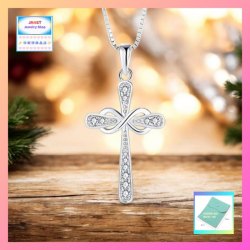 簡約獨特8字十字架鋯石頸鏈 *頸鏈可自由更換*《附送精美*紐扣絨布袋*一個 ※ 送完即止 ※》(型號：JS-CRN-36)【長期優惠 9折※一次過購買兩件 85折, 一次過購買三件或以上一律8折※ 包順豐運費】