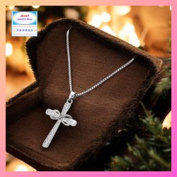 簡約獨特8字十字架鋯石頸鏈 *頸鏈可自由更換*《附送精美*紐扣絨布袋*一個 ※ 送完即止 ※》(型號：JS-CRN-36)【長期優惠 9折※一次過購買兩件 85折, 一次過購買三件或以上一律8折※ 包順豐運費】
