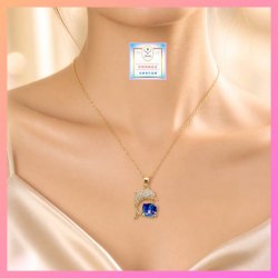 ※優惠價格 *包順豐運費* 不設折扣※ 海之精靈小海豚藍色鋯石吊咀連頸鏈 *頸鏈可自由更換*《 *精美禮盒* 加購價 每個 5元 》(型號：JS-N-SO-2)