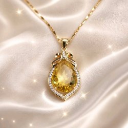 【珍妮特】金黃水晶水滴吊墜連頸鏈｜精選企劃・優惠價 JS-N-SO-8