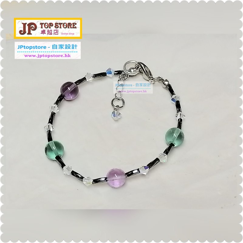 ※自家設計※天然螢石施華洛水晶手鏈 (型號:JP-C-0002) 郵寄加 3.7元 ※自家設計※天然螢石施華洛水晶手鏈 (型號:JP-C-0002) 郵寄加 3.7元