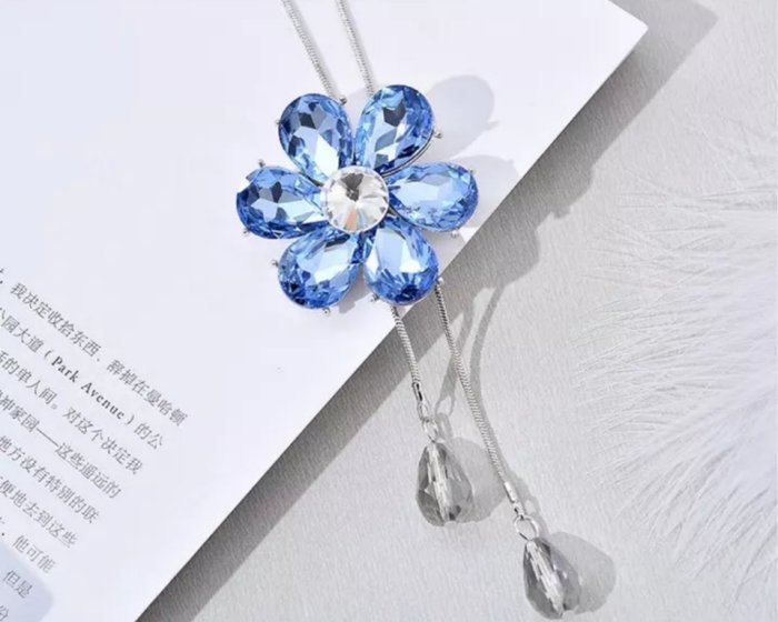 天藍色水晶百合長頸鏈 (型號:JP-NL-0004) 郵寄加 5.2元 天藍色水晶百合長頸鏈 (型號:JP-NL-0004) 郵寄加 5.2元