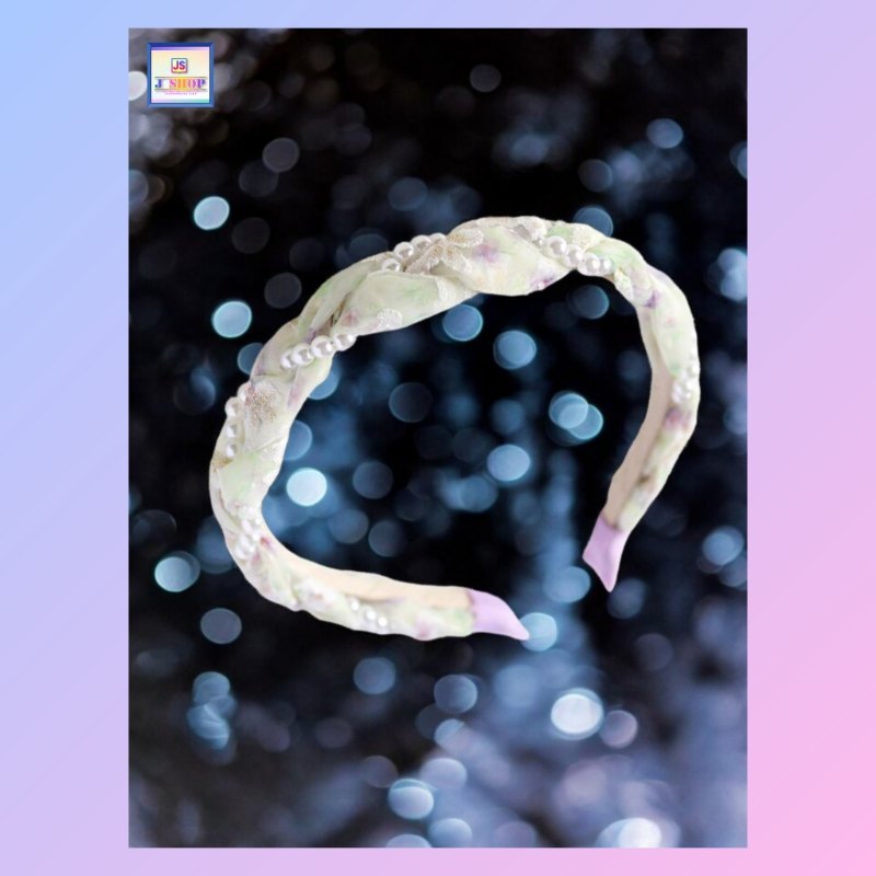 清麗脫俗仿珍珠麻花布編織辮子形態髮箍 *紫綠色*《附送精美*紐扣絨布袋*一個 ※ 送完即止 ※》(型號：JS-HB-01)【 ※長期優惠 9折, 第二件 85折, 第三件開始一律8折※ 《包順豐運費》】