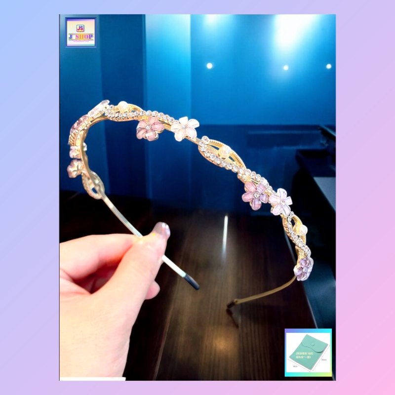 甜美可愛仿珍珠水鑽髮箍《附送精美*紐扣絨布袋*一個》(型號：JS-HB-05)【 ※長期優惠 9折, 第二件 85折, 第三件開始一律8折※ 《包順豐運費》】