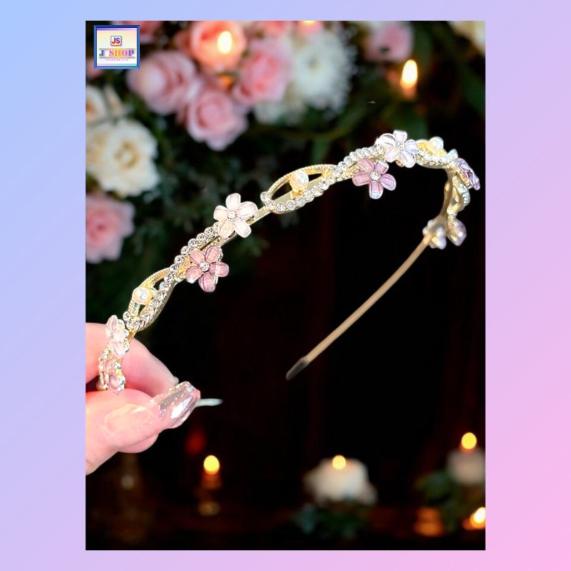 甜美可愛仿珍珠水鑽髮箍《附送精美*紐扣絨布袋*一個》(型號：JS-HB-05)【 ※長期優惠 9折, 第二件 85折, 第三件開始一律8折※ 《包順豐運費》】