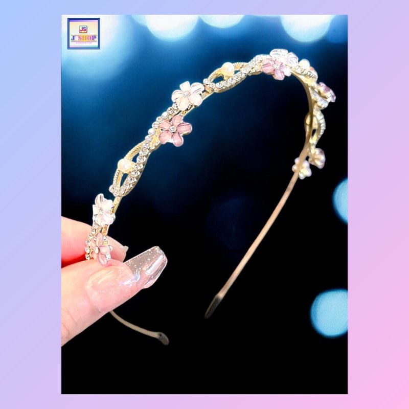甜美可愛仿珍珠水鑽髮箍《附送精美*紐扣絨布袋*一個》(型號：JS-HB-05)【 ※長期優惠 9折, 第二件 85折, 第三件開始一律8折※ 《包順豐運費》】