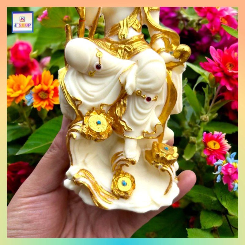 象牙果描金踩蓮觀音佛像【禮盒裝】《附送*淨佛布* 一條》(型號：JS-BS-1)【*優惠價*直接出售，不設折扣優惠】不設郵寄, 可用順豐到付《購買滿 500元或以上 包順豐》