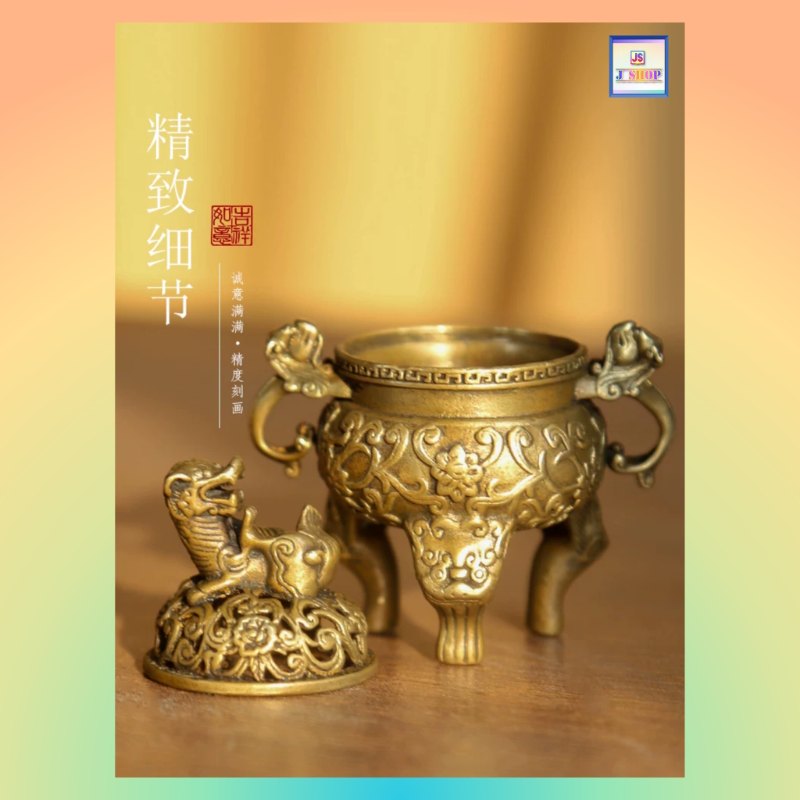 輕巧迷你便携*可插綫香及安放塔香*《帶蓋》純銅袖珍小香爐《附送 銅九孔香插》(型號：JS-IB-3)【*優惠價*直接出售，不設折扣優惠】不設郵寄, 可用順豐到付《購買滿 500元或以上 包順豐》