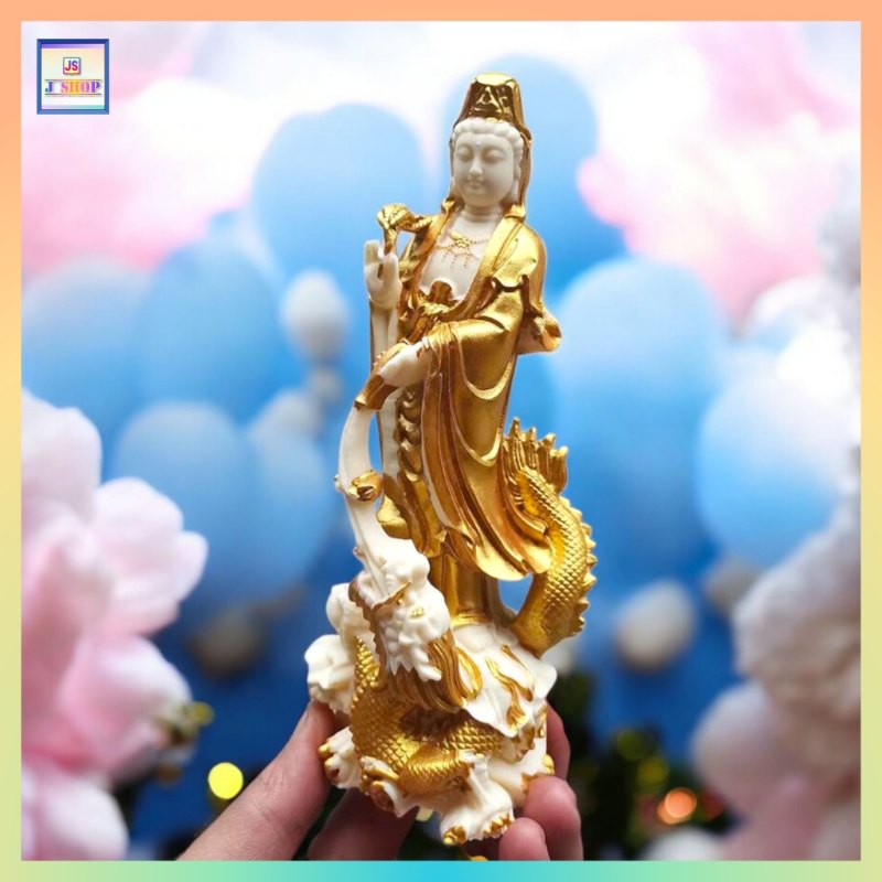 象牙果描金御龍觀音佛像【禮盒裝】《附送*淨佛布* 一條》《附送*淨佛布* 一條“送完即止”》(型號：JS-BS-7)【*優惠價*直接出售，不設折扣優惠】不設郵寄, 可用順豐到付《購買滿 500元或以上 包順豐》